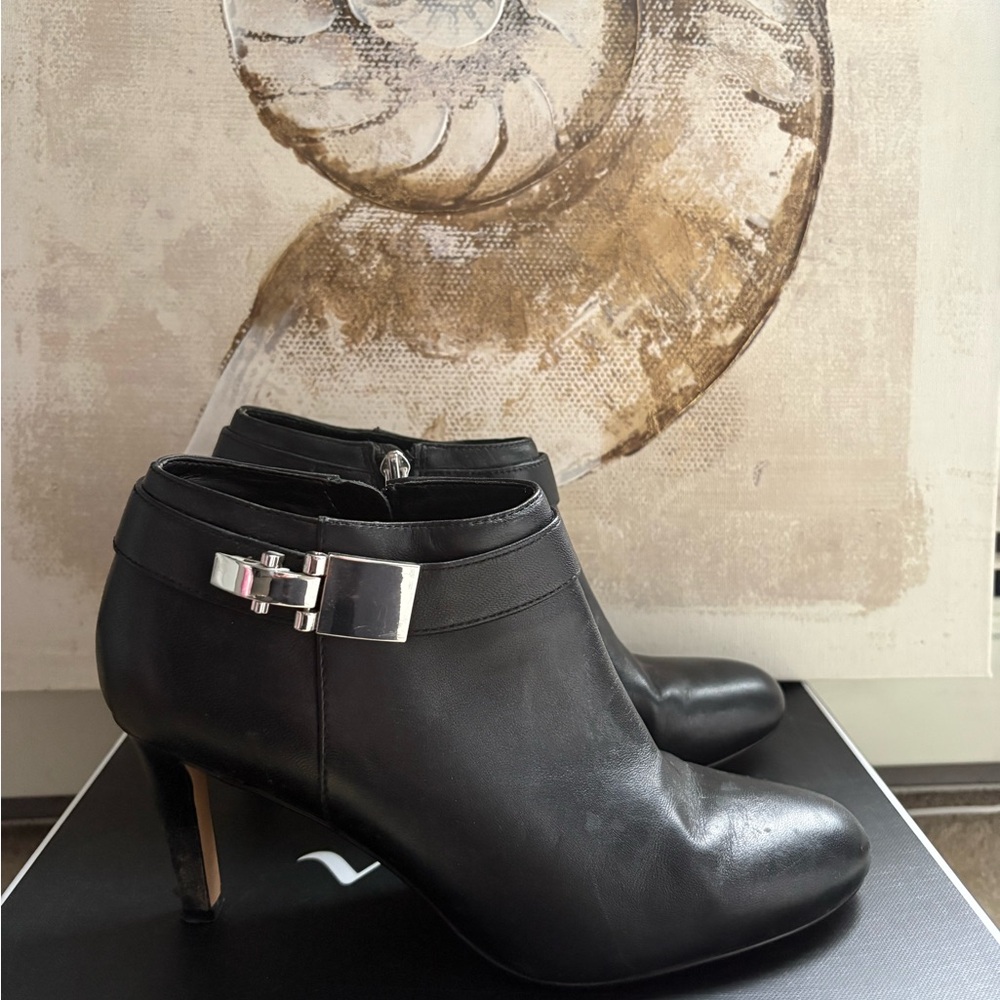 Vince Camuto Black Ankle Booties with Silver Accent